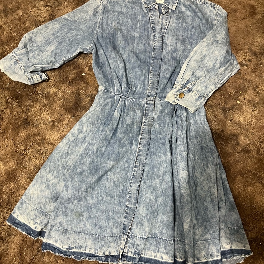 Current/Elliott Asymmetrical Washed Blue Dress